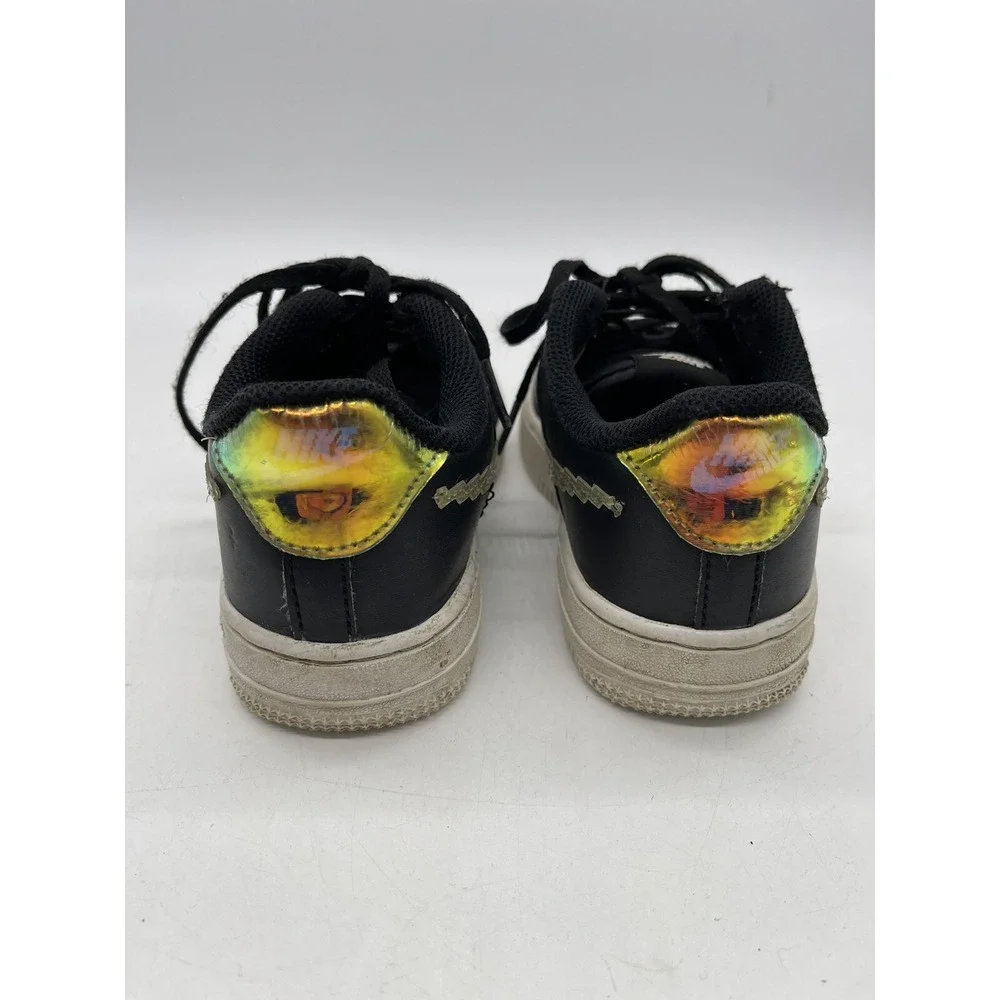Nike Air Force‎ One Kids Iridescent Digital Swoosh 1.5 Y Black Pre Owned